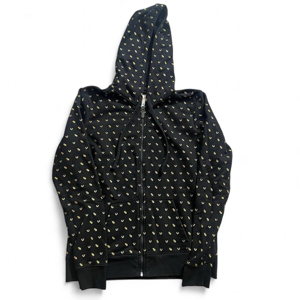 True Religion Monogram Full Zip Hoodie Women's Size Medium Streetwear Skate Goth